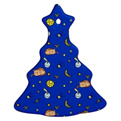 Cat Animals Sleep Stars Seamless Background Christmas Tree Ornament (two Sides)