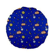 Cat Animals Sleep Stars Seamless Background Standard 15  Premium Round Cushions by pakminggu