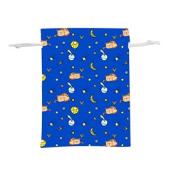 Cat Animals Sleep Stars Seamless Background Lightweight Drawstring Pouch (l) by pakminggu