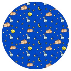 Cat Animals Sleep Stars Seamless Background Round Trivet by pakminggu