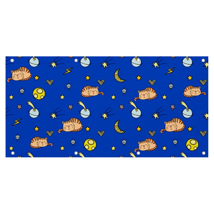 Cat Animals Sleep Stars Seamless Background Banner and Sign 8  x 4 