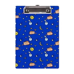 Cat Animals Sleep Stars Seamless Background A5 Acrylic Clipboard by pakminggu