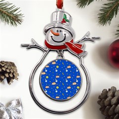 Cat Animals Sleep Stars Seamless Background Metal Snowman Ornament