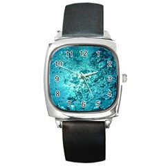 Nature Wallpaper Bubbles Water Bubbly Square Metal Watch by pakminggu