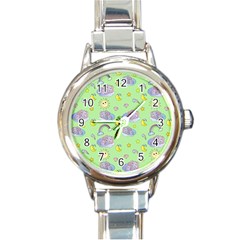 Elephant Sleeping Elephants Background Round Italian Charm Watch by pakminggu