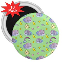 Elephant Sleeping Elephants Background 3  Magnets (10 Pack)  by pakminggu