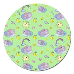 Elephant Sleeping Elephants Background Magnet 5  (round) by pakminggu