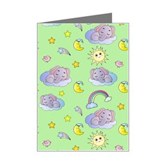 Elephant Sleeping Elephants Background Mini Greeting Card by pakminggu