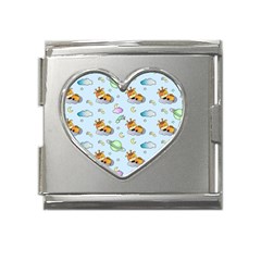 Pattern Giraffe Animal Seamless Scrapbooking Blue Mega Link Heart Italian Charm (18mm) by pakminggu