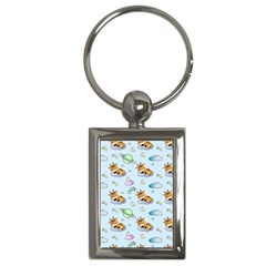 Pattern Giraffe Animal Seamless Scrapbooking Blue Key Chain (rectangle) by pakminggu