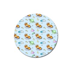 Pattern Giraffe Animal Seamless Scrapbooking Blue Magnet 3  (round) by pakminggu