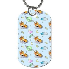 Pattern Giraffe Animal Seamless Scrapbooking Blue Dog Tag (two Sides) by pakminggu