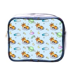 Pattern Giraffe Animal Seamless Scrapbooking Blue Mini Toiletries Bag (one Side) by pakminggu