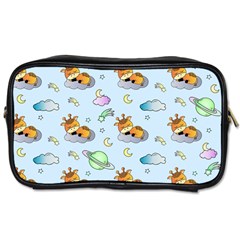 Pattern Giraffe Animal Seamless Scrapbooking Blue Toiletries Bag (two Sides) by pakminggu