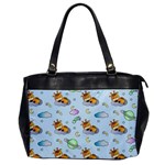 Pattern Giraffe Animal Seamless Scrapbooking Blue Oversize Office Handbag Front