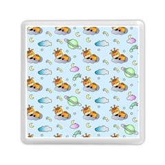 Pattern Giraffe Animal Seamless Scrapbooking Blue Memory Card Reader (square) by pakminggu