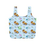 Pattern Giraffe Animal Seamless Scrapbooking Blue Full Print Recycle Bag (S) Front