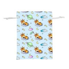 Pattern Giraffe Animal Seamless Scrapbooking Blue Lightweight Drawstring Pouch (s) by pakminggu