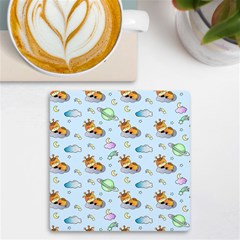 Pattern Giraffe Animal Seamless Scrapbooking Blue Uv Print Square Tile Coaster  by pakminggu