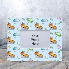 Pattern Giraffe Animal Seamless Scrapbooking Blue White Tabletop Photo Frame 4 x6  by pakminggu