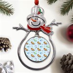 Pattern Giraffe Animal Seamless Scrapbooking Blue Metal Snowman Ornament Front