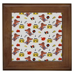 Background Pattern Texture Design Dog Music Framed Tile by pakminggu