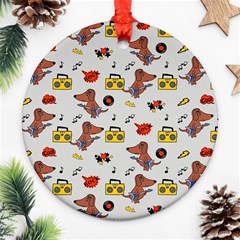 Background Pattern Texture Design Dog Music Ornament (round) by pakminggu