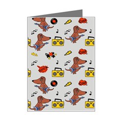 Background Pattern Texture Design Dog Music Mini Greeting Card by pakminggu