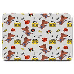 Background Pattern Texture Design Dog Music Large Doormat by pakminggu