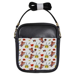 Background Pattern Texture Design Dog Music Girls Sling Bag by pakminggu