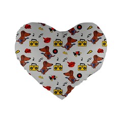 Background Pattern Texture Design Dog Music Standard 16  Premium Heart Shape Cushions