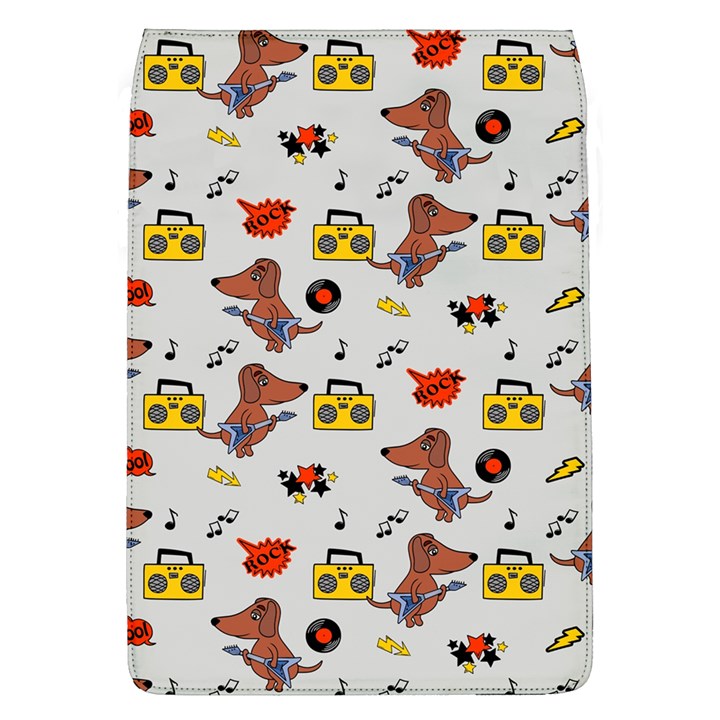 Background Pattern Texture Design Dog Music Removable Flap Cover (L)