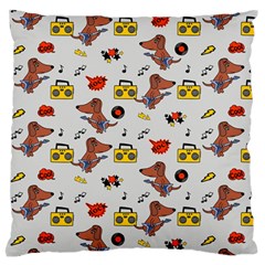 Background Pattern Texture Design Dog Music Large Premium Plush Fleece Cushion Case (two Sides) by pakminggu