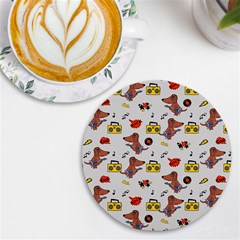 Background Pattern Texture Design Dog Music Uv Print Round Tile Coaster by pakminggu