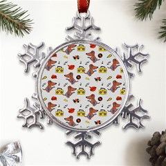 Background Pattern Texture Design Dog Music Metal Large Snowflake Ornament by pakminggu