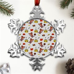 Background Pattern Texture Design Dog Music Metal Small Snowflake Ornament by pakminggu