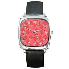 Watermelon Background Watermelon Wallpaper Square Metal Watch by pakminggu