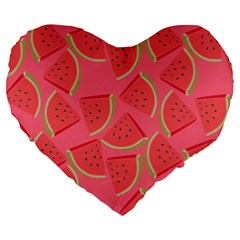 Watermelon Background Watermelon Wallpaper Large 19  Premium Heart Shape Cushions by pakminggu