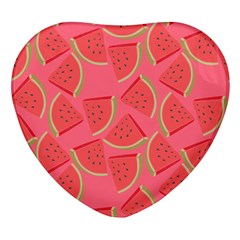 Watermelon Background Watermelon Wallpaper Heart Glass Fridge Magnet (4 Pack)