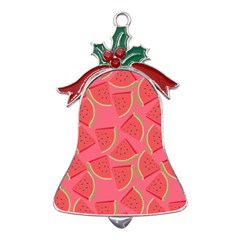 Watermelon Background Watermelon Wallpaper Metal Holly Leaf Bell Ornament by pakminggu