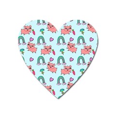 Pigs Pattern Art Design Drawing Sketch Wallpaper Heart Magnet by pakminggu