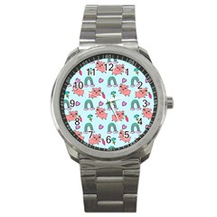 Pigs Pattern Art Design Drawing Sketch Wallpaper Sport Metal Watch by pakminggu