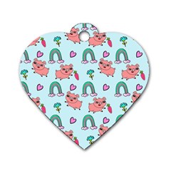 Pigs Pattern Art Design Drawing Sketch Wallpaper Dog Tag Heart (one Side) by pakminggu