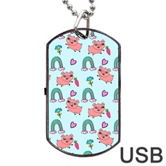 Pigs Pattern Art Design Drawing Sketch Wallpaper Dog Tag Usb Flash (two Sides) by pakminggu