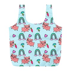 Pigs Pattern Art Design Drawing Sketch Wallpaper Full Print Recycle Bag (l) by pakminggu