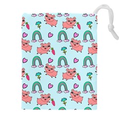 Pigs Pattern Art Design Drawing Sketch Wallpaper Drawstring Pouch (4xl) by pakminggu