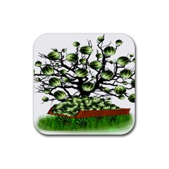 Watermelon Tree Abstraction On Watermelon Abundance Rubber Coaster (square) by pakminggu