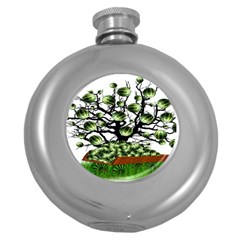 Watermelon Tree Abstraction On Watermelon Abundance Round Hip Flask (5 Oz) by pakminggu