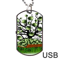 Watermelon Tree Abstraction On Watermelon Abundance Dog Tag Usb Flash (one Side) by pakminggu