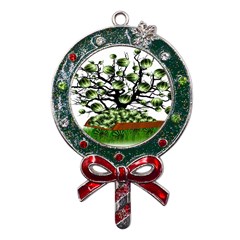 Watermelon Tree Abstraction On Watermelon Abundance Metal X mas Lollipop With Crystal Ornament